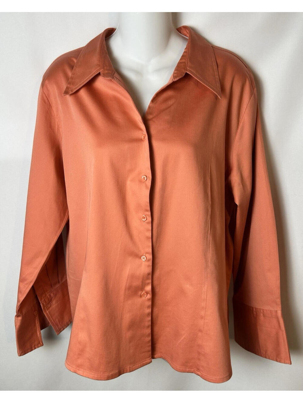 Merona Tangerine Long Sleeve Button-Up Blouse     Size XL  NWOT
